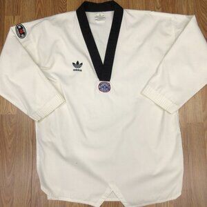 VTG ADIDAS TAEKWONDO GHI SHIRT TOP UNIFORM 100% COTTON Sz 4 (180 cm)